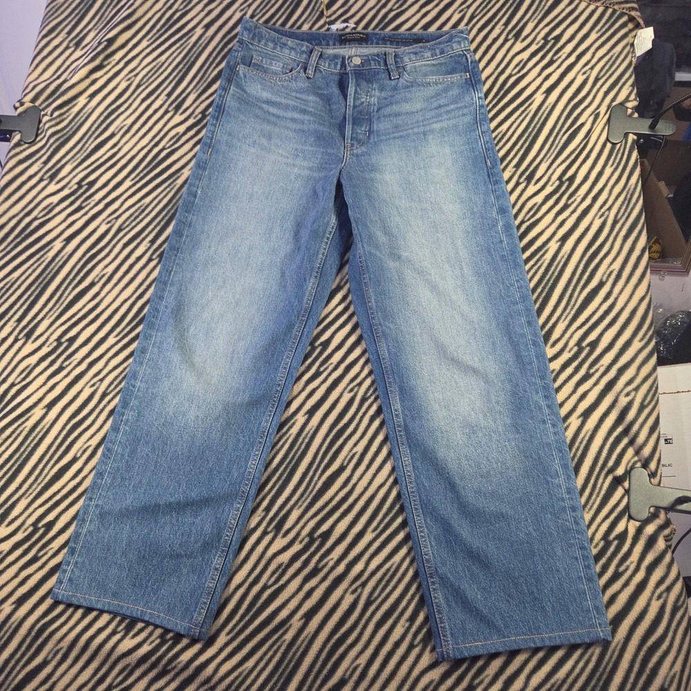 Banana Republic Premium Denim Mid-Rise Loose Stovepipe Jeans Blue Size 28